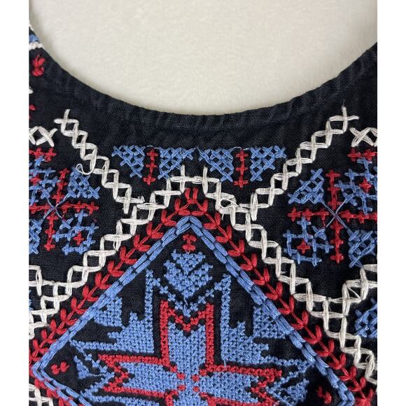 Johnny Was Jojo Linen Embroidered Asymmetrical Tunic Mini Dress Size Small - Picture 7 of 9